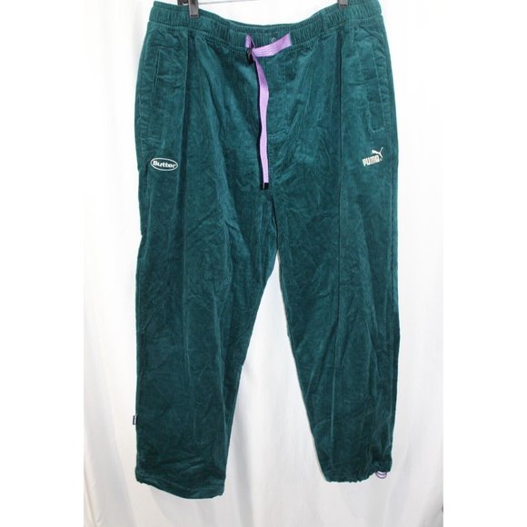 NWT Puma x Butter Goods $140 Mens Deep Teal Corduroy Track Pants XL - Picture 2 of 6